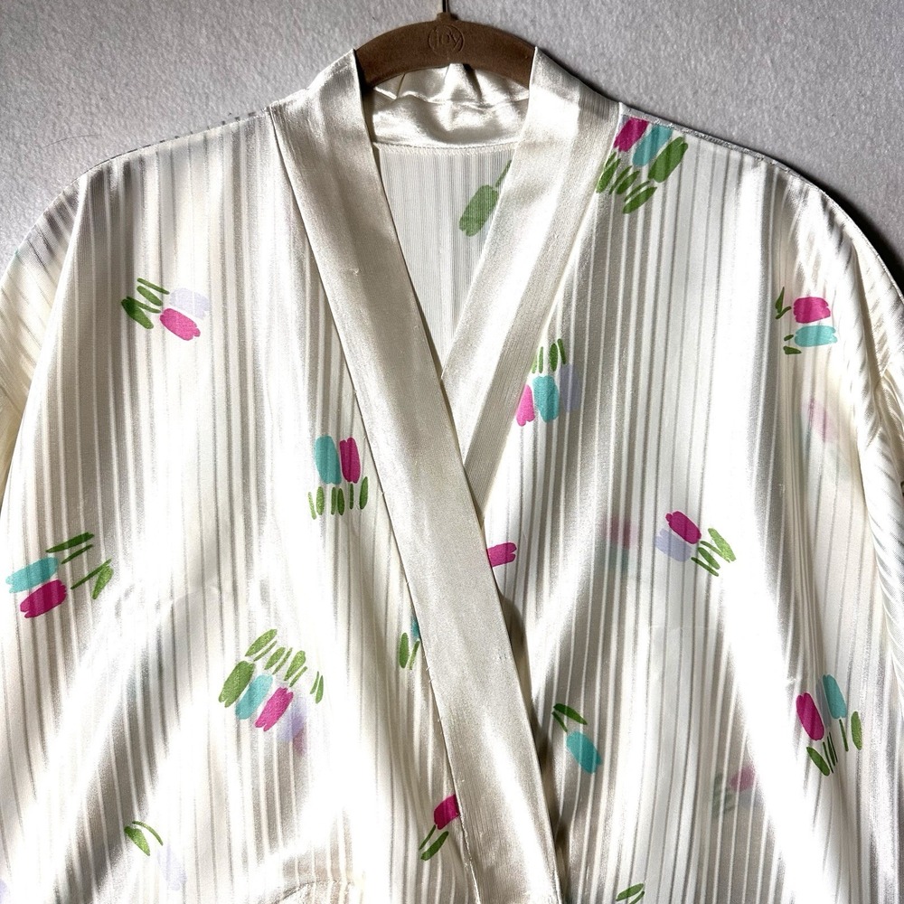 Vintage Vassarette M Medium Peignoir Robe Mid Mod House Coat Floral Short Sleeve